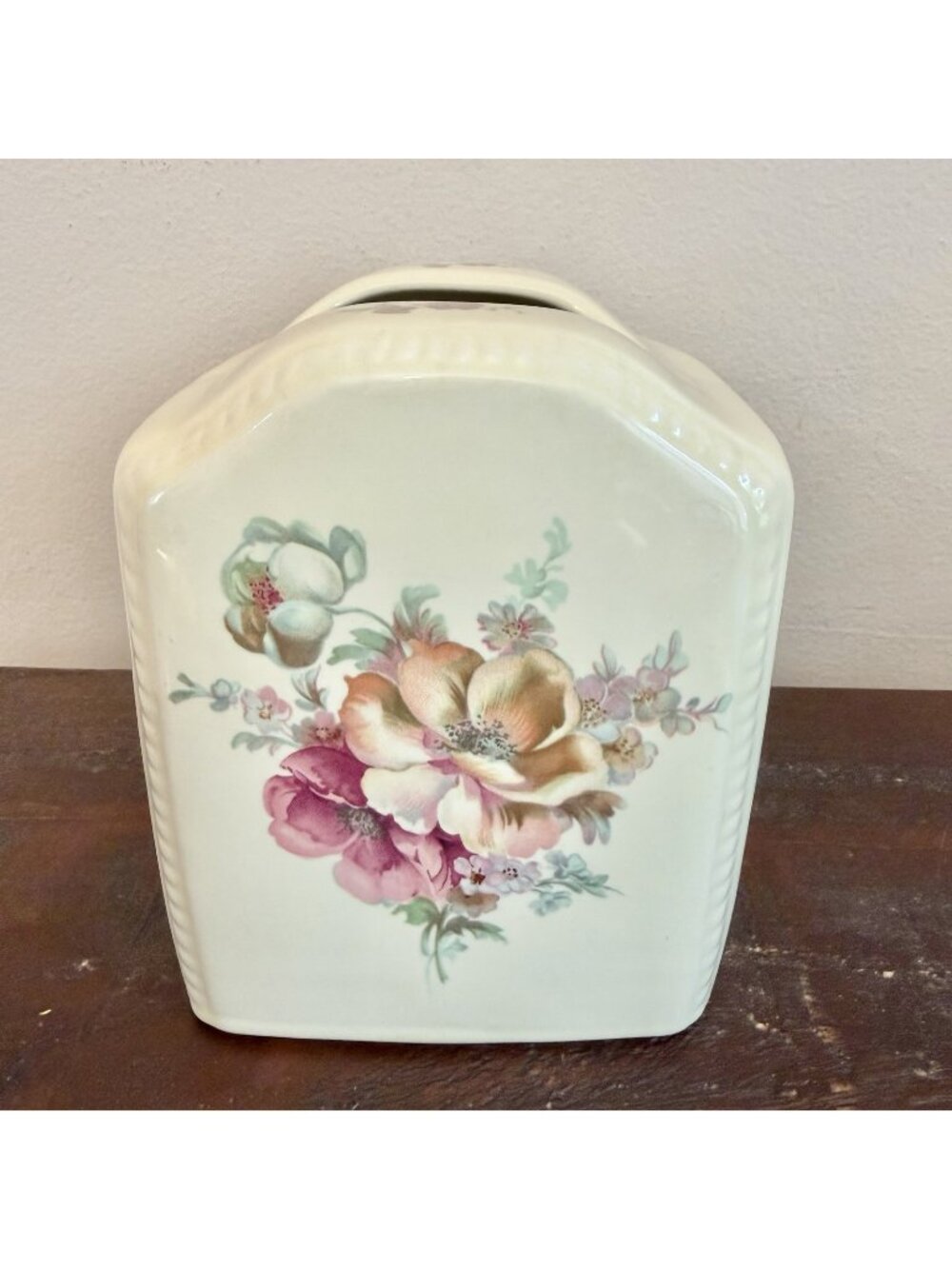 Vintage Athena California Floral Napkin Holder Ceramic Kitchen Decor Floral